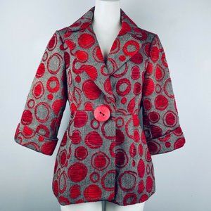 NWOT 3 Sisters Jacket Circle Design Peplum Waist M